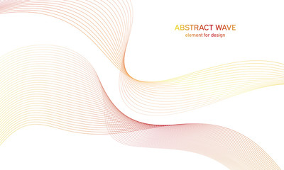 Abstract colorfull wave element for design. Digital frequency track equalizer. Stylized line art background.Vector illustration.Wave with lines created using blend tool.Curved wavy line, smooth stripe