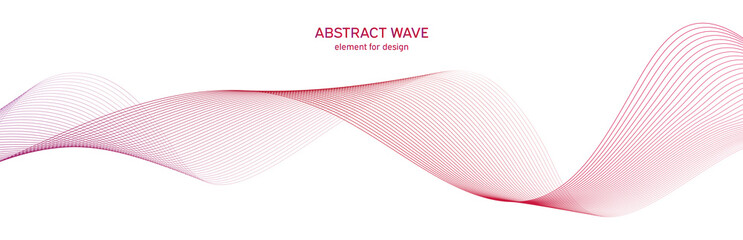 Abstract colorfull wave element for design. Digital frequency track equalizer. Stylized line art background.Vector illustration.Wave with lines created using blend tool.Curved wavy line, smooth stripe