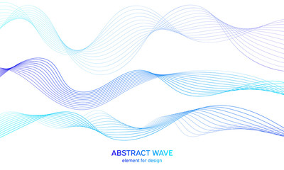 Abstract colorfull wave element for design. Digital frequency track equalizer. Stylized line art background.Vector illustration.Wave with lines created using blend tool.Curved wavy line, smooth stripe