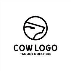 Cow Logo Design Inspiration. Animal Icon Vector. Line Symbol.