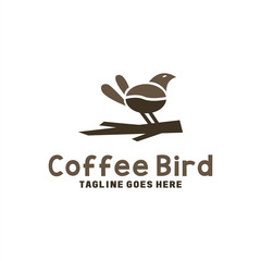 Obraz premium Bird Logo Design Inspiration. Coffee Icon Vector. Flat And Cute Symbol.