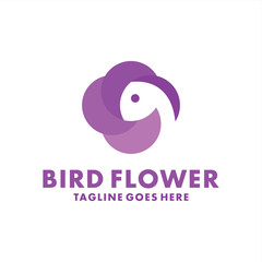 Combination of Birds and Flowers Logo Design Inspiration. Flat Icon Vector. Modern And Creative Symbol.