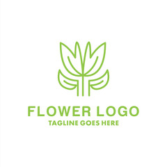 Line Flower Logo Design Inspiration. Flat Icon Vector. Flower Symbol.