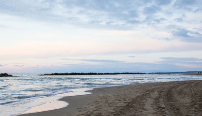 Panorama on the beach in winter time