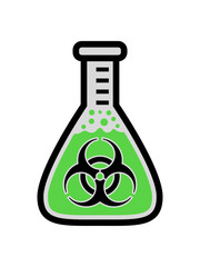 biohazard symbol verseucht virus biologische waffe bakterien reagenzglas grüne flüssigkeit reagenzgläschen labor glas flasche messen wissenschaft forscher forschen chemie alchemie testen behälter glas