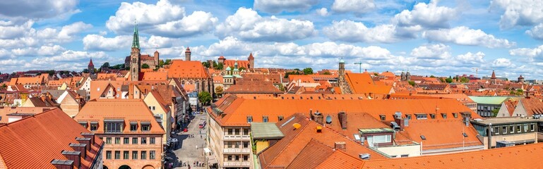 Naklejka na ściany i meble Panorama über Nürnberg, Deutschland 