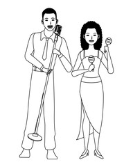 musician playing maracas and singing black and white