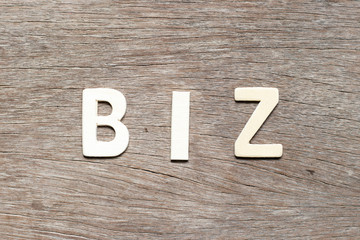 Alphabet letter in word biz (abbreviation of business) on wood background