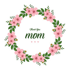 Vector illustration crowd of pink flower frame with card love mom