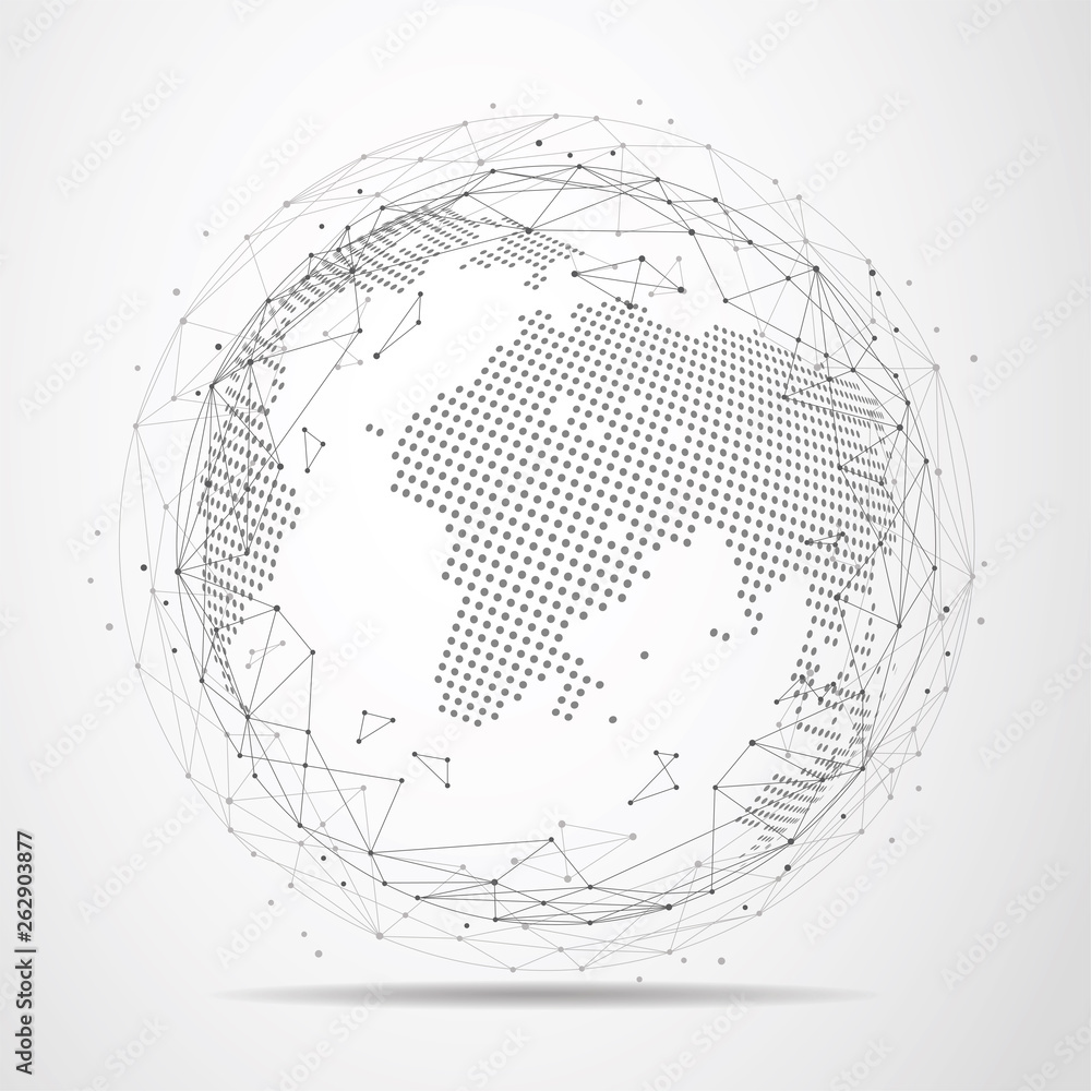 Aufkleber global network connection. world map point and line composition concept of global business. vector i