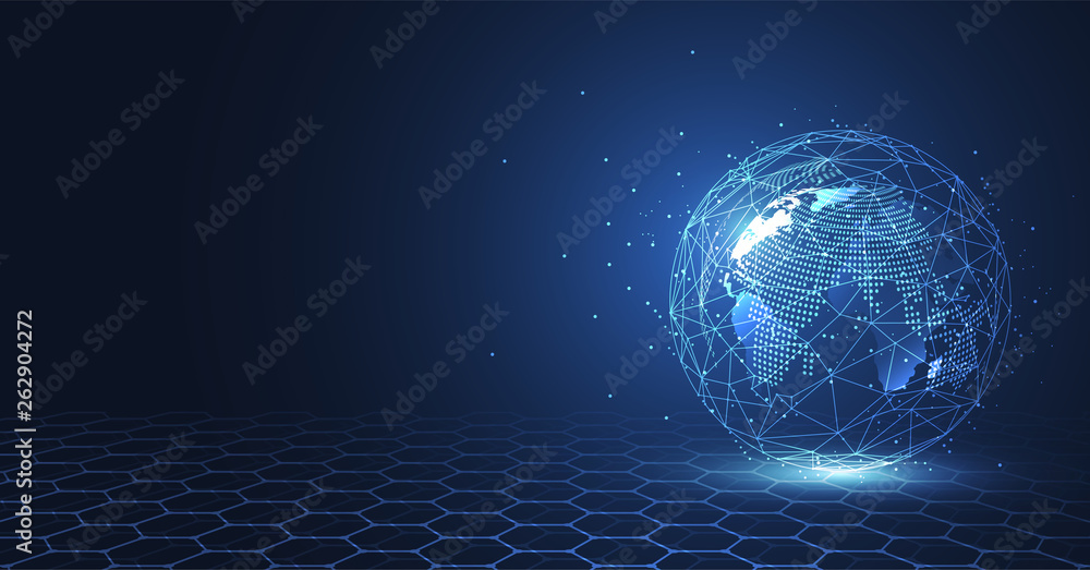 Poster global network connection. world map point and line composition concept of global business. vector i