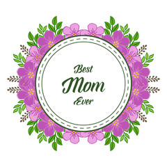 Vector illustration texture purple flower frame with design card love mom