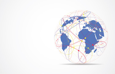 Global network connection. World map point and line composition concept of global business. Vector Illustration