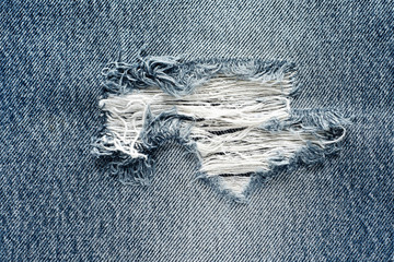 Denim background texture for design.torn old blue jeans background
