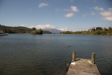 Lake Tarawera scenery on a calm but cloudy  summers day