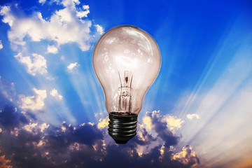 light bulb on white background with copy space for text
