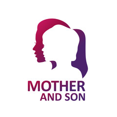Fototapeta na wymiar mother and son silhouette color logo vector concept