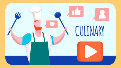 Culinary Internet Video Blog Vector Illustration