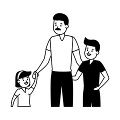 father with son and daughter