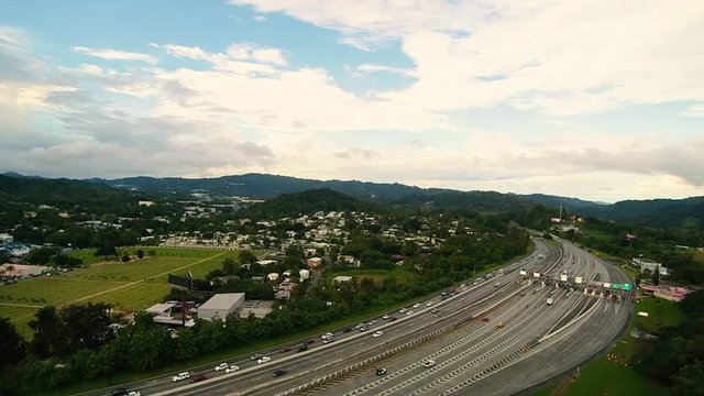 HD @60P aerial shot of the 22 highway in Caguas, Puerto Rico.