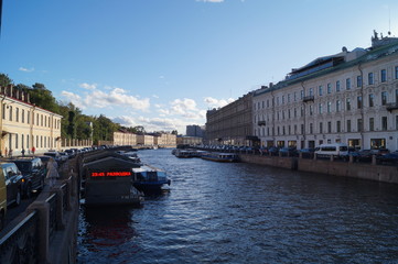 Obraz premium canal Moika, boat, Saint-Petersburg, Russia