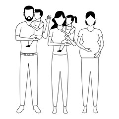 family avatar cartoon character black and white