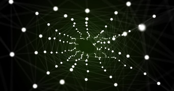 Digital Network Connection. 3D rendering. Render with depth of field effect and particles with lines connection.