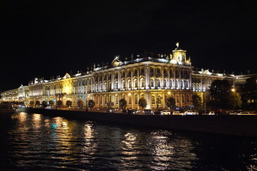 Fototapeta na wymiar Hermitage museum in night, Saint-Petersburg, Russia