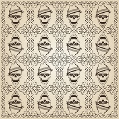 Ornamental Skull Pattern - Vector