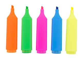 Markers on a white background