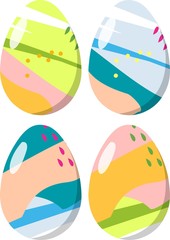 Set of colorful easter eggs  illustration - abstract pattern