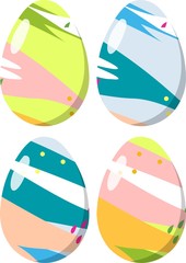 Set of colorful easter eggs  illustration - abstract pattern