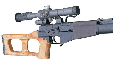 modern sniper rifle with optic scope