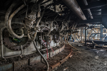 Interior of an old abandoned industrial steel factory