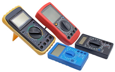 Digital  multimeters on a white