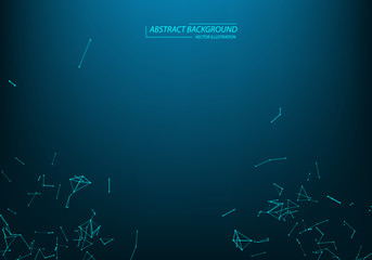 Abstract digital background with blue geometric particles