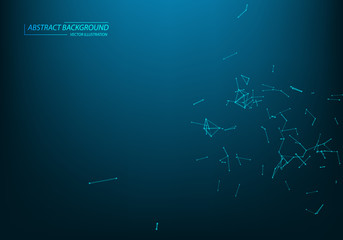 Abstract vector background. Futuristic polygonal style card. Background for business presentations. Molecular structure. Lines plexus in 3d. Cybernetic dots, creative banner.