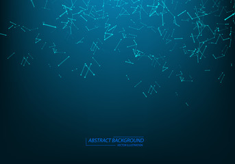 Abstract vector background. Futuristic polygonal style card. Background for business presentations. Molecular structure. Lines plexus in 3d. Cybernetic dots, creative banner.