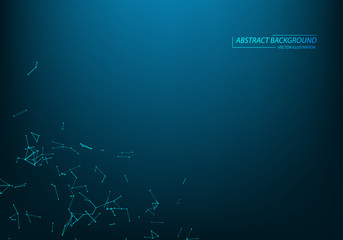 Abstract futuristic background with dots and lines. Vector illustration. Scientific and technological concept, molecular particles and atoms. Big data digital. Polygonal structure.