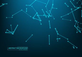 Abstract digital background with blue geometric particles