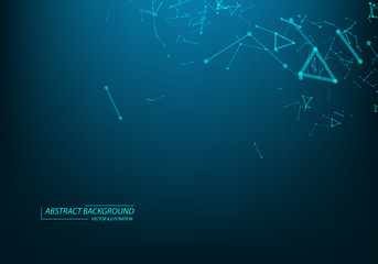 Abstract futuristic background with dots and lines. Vector illustration. Scientific and technological concept, molecular particles and atoms. Big data digital. Polygonal structure.