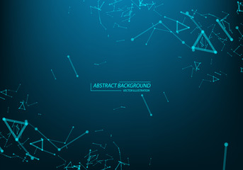 Abstract futuristic background with dots and lines. Vector illustration. Scientific and technological concept, molecular particles and atoms. Big data digital. Polygonal structure.