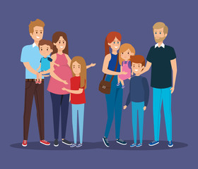 father and mother together with kids and parents