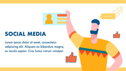 Social media, worldwide network Flat Banner Layout