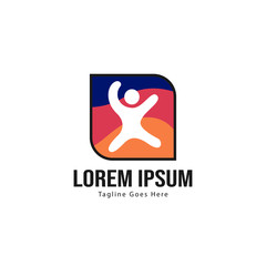 Kids logo template design. Kids logo with modern frame isolated on white background