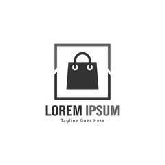 Shopping logo template design. Shopping logo with modern frame isolated on white background