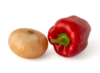 Onions and Bulgarian red pepper for vegetarian dishes