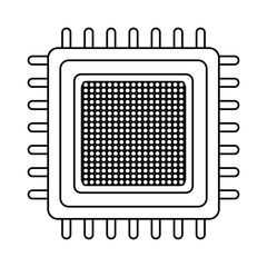 microchip cartoon icon black and white