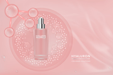 Beauty product, pink cosmetic container with advertising background ready to use, luxury skin care ad, illustration vector.	