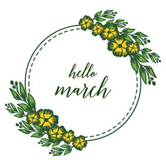 Vector illustration leaf flower frame for text hello march